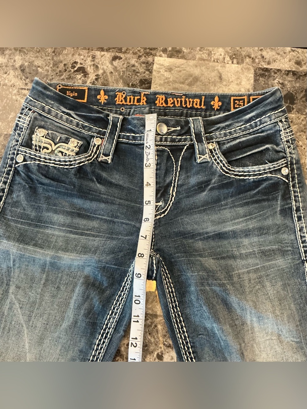 Rock Revival Festival Boho Mid Rise Ankle Skinny Jeans Kyla SZ 25 Cowgirl Rodeo - Picture 9 of 16